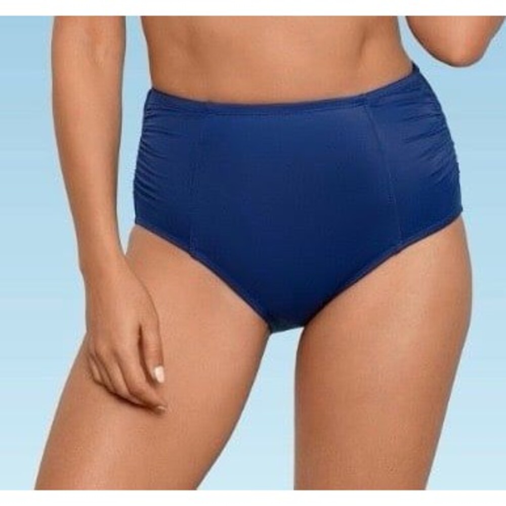 Beach Betty Slimming Control High Waist Shirred Bikini Bottom Size S New